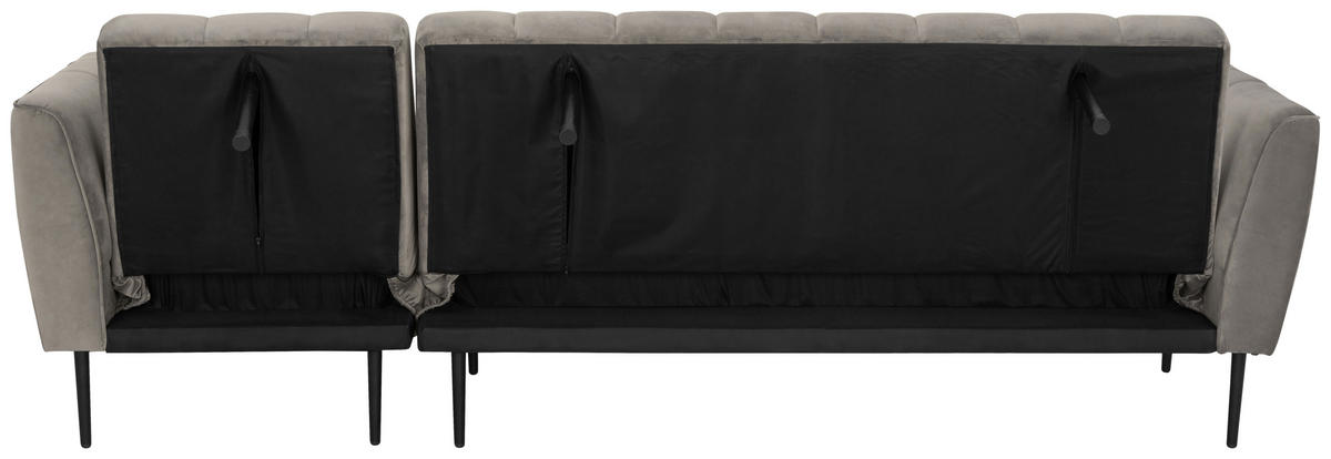 ECKSOFA Grau Samt  - Schwarz/Grau, MODERN, Textil/Metall (253/87/169cm) - P & B