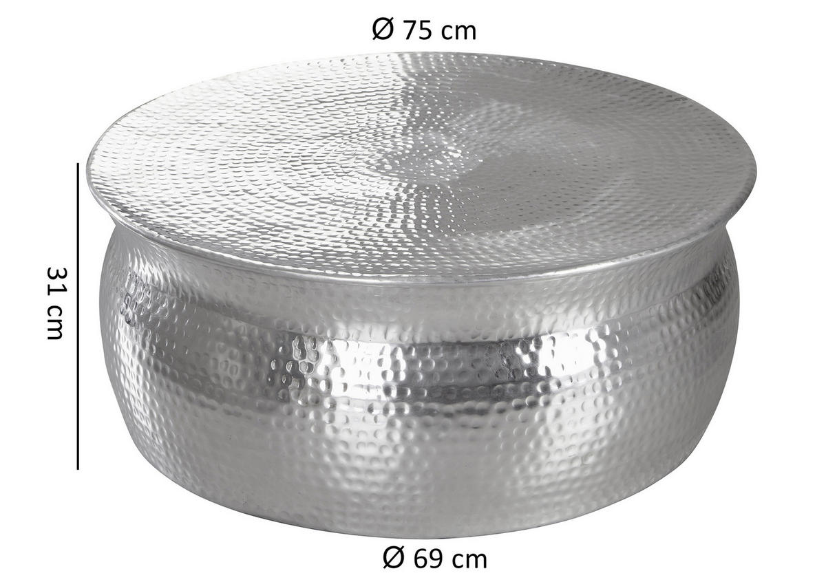 DOHÁNYZÓASZTAL fém 75/75/31 cm   - ezüst, Lifestyle, fém (75/75/31cm) - MID.YOU