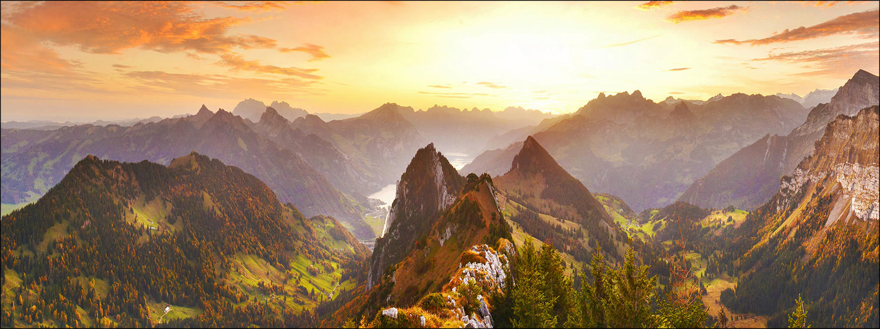 Leinwandbild Mountain Landscape Iii 77x28