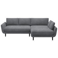 ECKSOFA in Velours Grau  260/167 cm  - Schwarz/Grau, Design, Holz/Textil (260/167cm) - Welnova