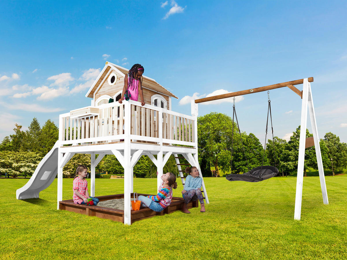 SPIELTURM 613/291/277 cm  - Weiss/Braun, Konventionell, Holz (613/291/277cm)
