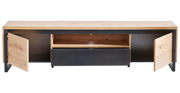 LOWBOARD in 188/48/40 cm - Eichefarben/Schwarz, Design, Holzwerkstoff/Metall (188/48/40cm) - Xora