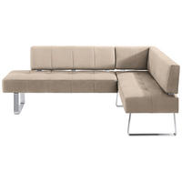 ECKBANK 227/165 cm Mikrofaser Edelstahlfarben, Beige Metall   - Edelstahlfarben/Beige, Design, Textil/Metall (227/165cm) - Moderano
