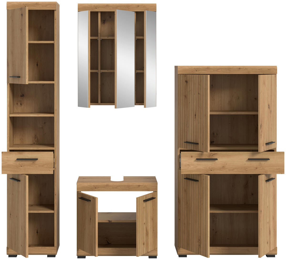 BADRUM 171 cm  - svart/ek Artisan, Trend, trämaterial/glas (171cm) - MID.YOU