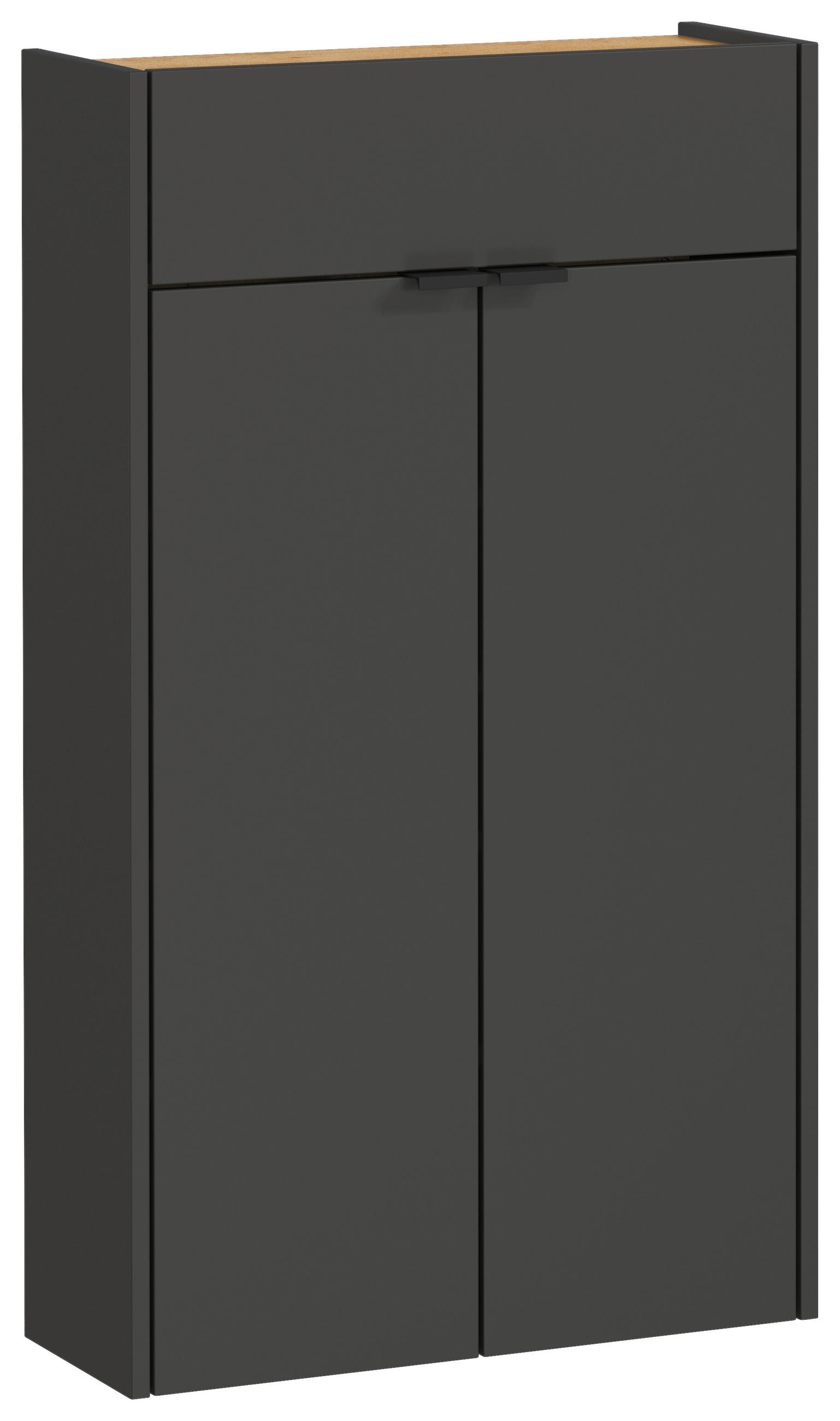 SCHUHSCHRANK GW-Ameca 56/97/22 cm  - Eichefarben/Schwarz, Design, Holzwerkstoff/Kunststoff (56/97/22cm)