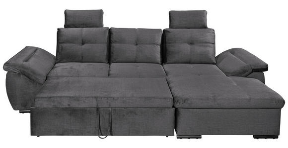 ECKSOFA  in Mikrovelours Grau  - Schwarz/Grau, KONVENTIONELL, Kunststoff/Textil (275/170cm) - Carryhome