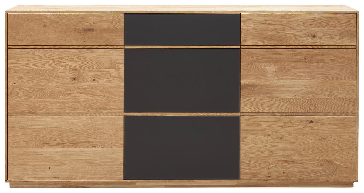 SIDEBOARD 177/89/42 cm  in Anthrazit, Eichefarben  - Eichefarben/Anthrazit, Natur, Glas/Holz (177/89/42cm) - Waldwelt