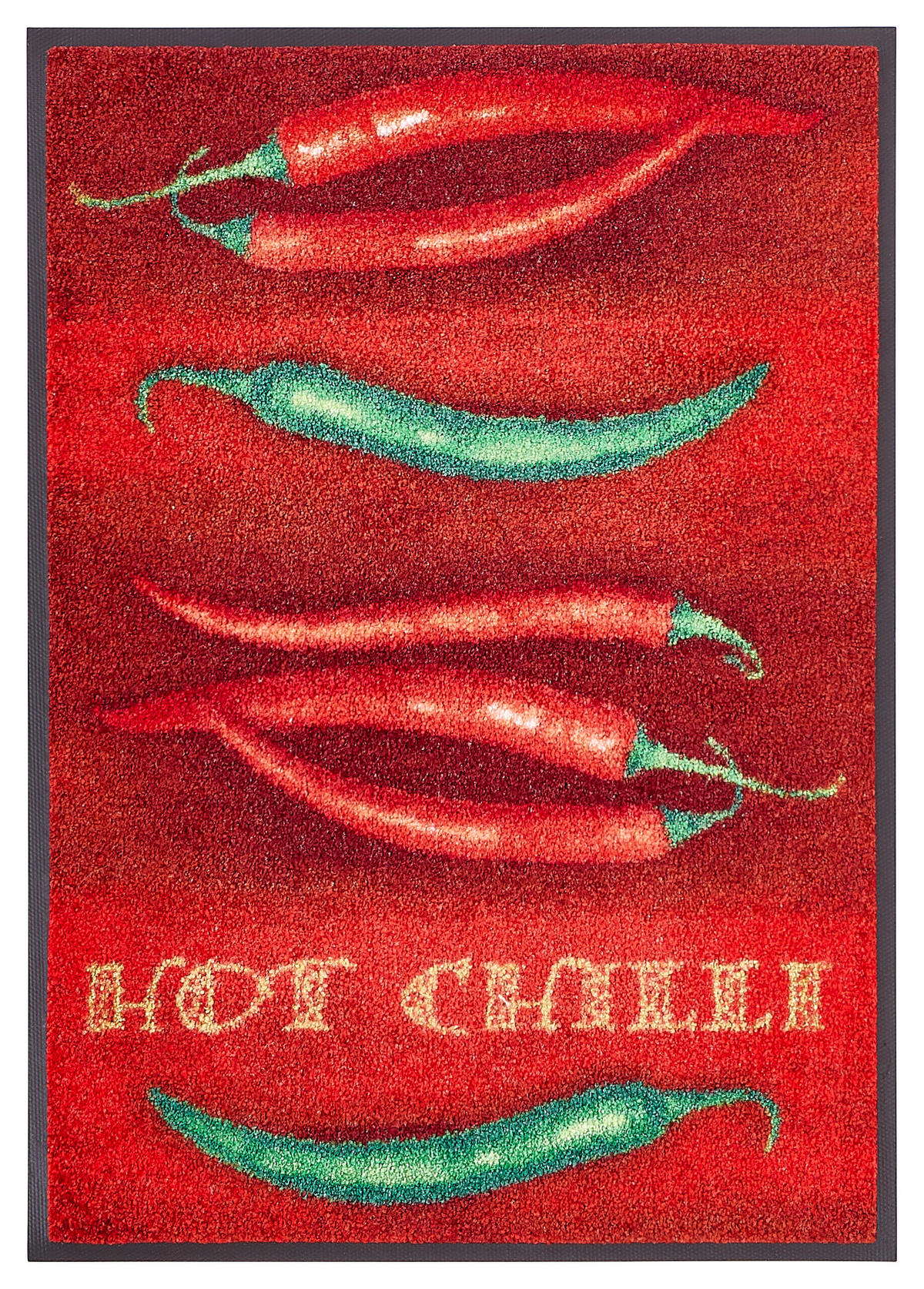 KÜCHENTEPPICH 75/120 cm Hot Chilli Grün, Rot  - Rot/Grün, KONVENTIONELL, Kunststoff/Textil (75/120cm) - wash+dry