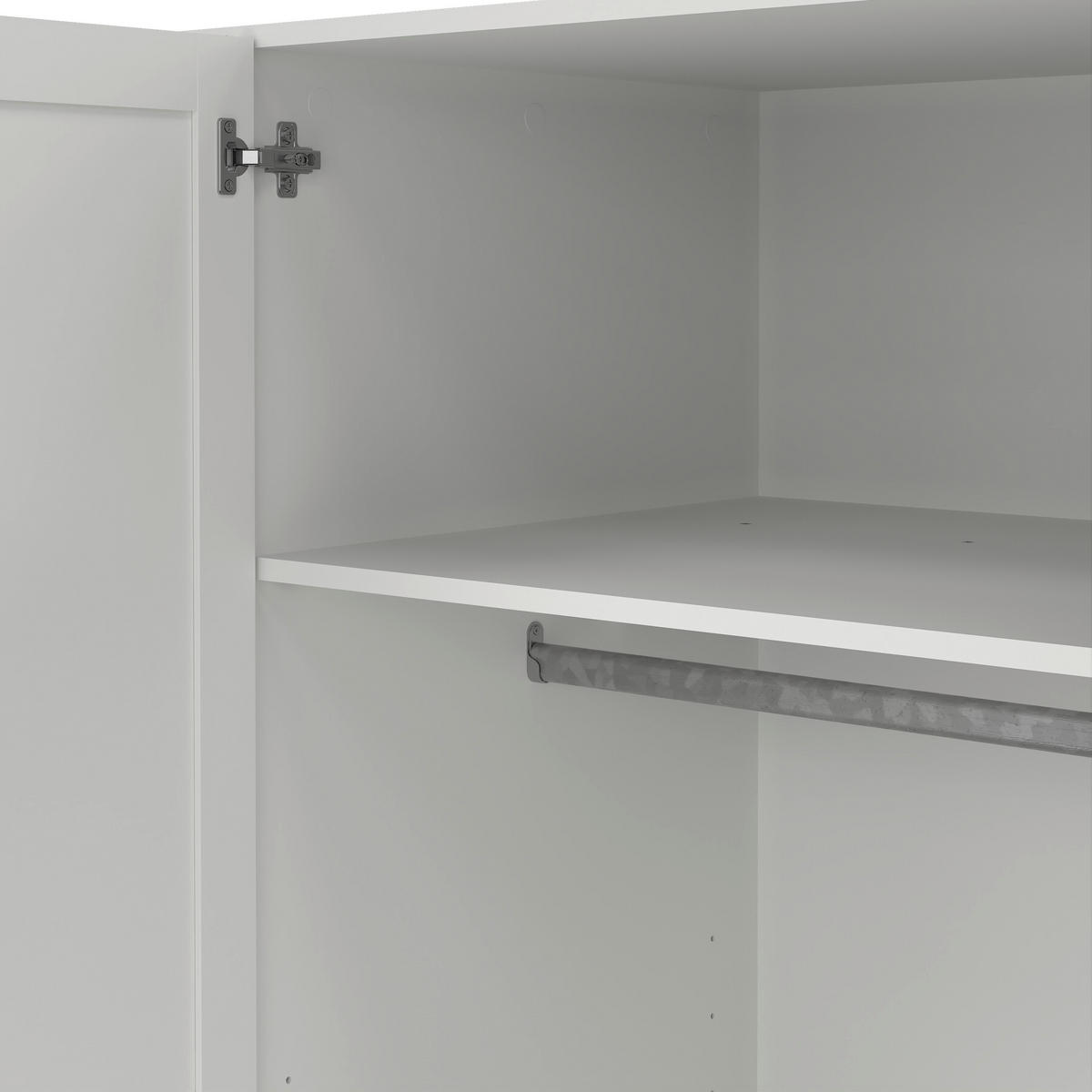 DREHTÜRENSCHRANK in Weiss  - Weiss/Silberfarben, Modern, Holzwerkstoff/Metall (195,5/200/61,7cm) - MID.YOU