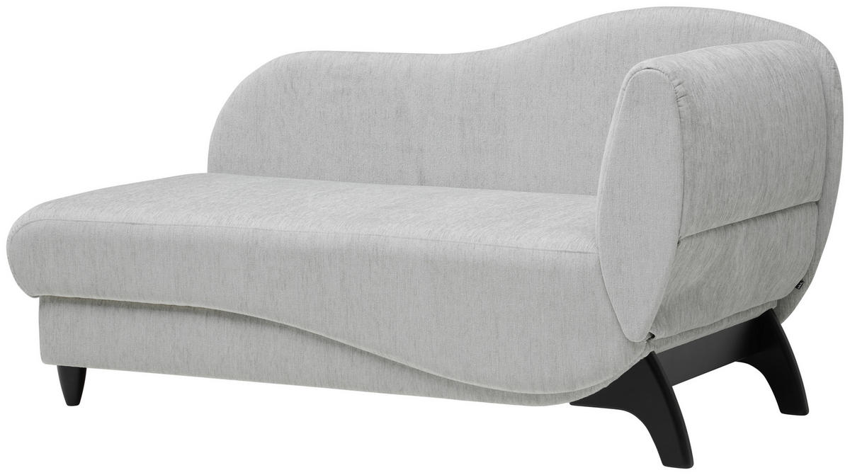 RÉCAMIERE in Webstoff Hellgrau  - Hellgrau/Schwarz, Modern, Holz/Textil (171-190/87/84cm) - Joka