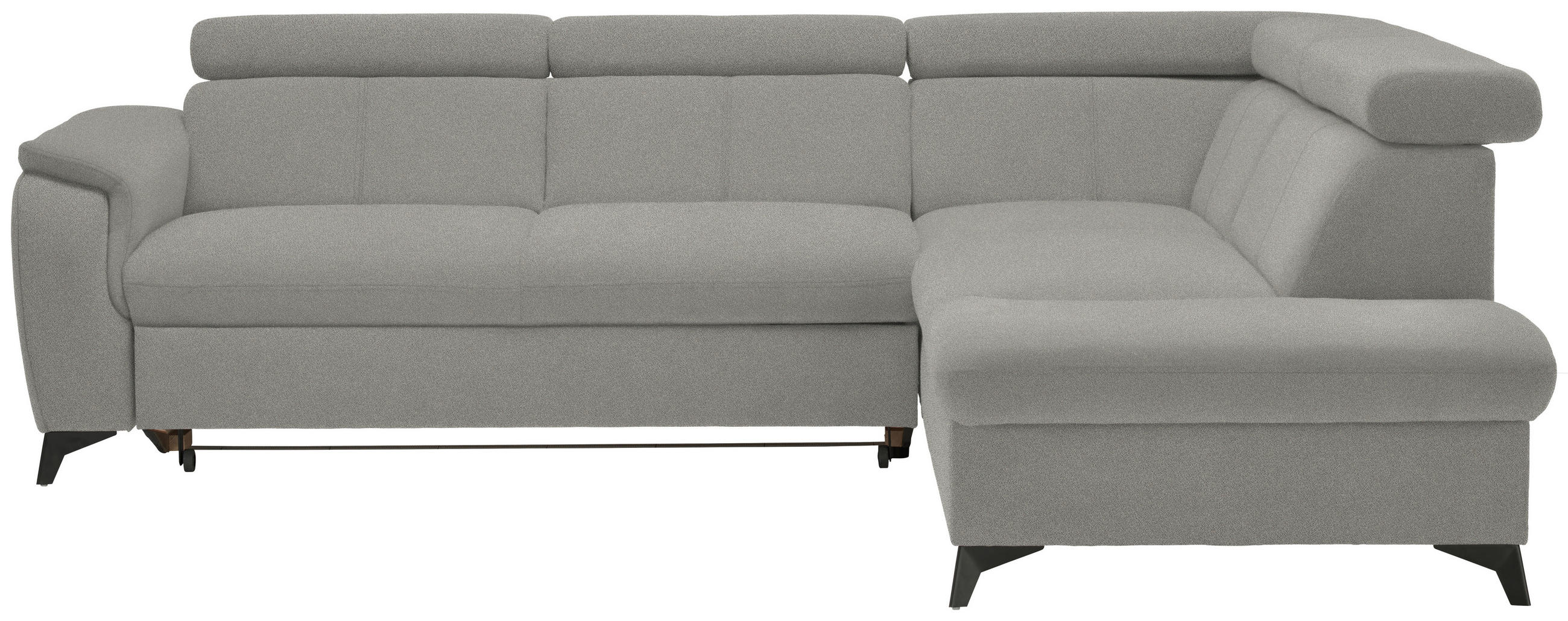 ECKSOFA in Mikrofaser Hellgrau  - Hellgrau/Schwarz, Design, Textil/Metall (260/203cm) - Stylife