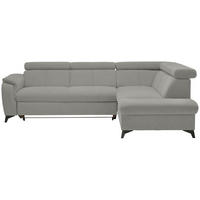 ECKSOFA in Mikrofaser Hellgrau  - Hellgrau/Schwarz, Design, Textil/Metall (260/203cm) - Stylife