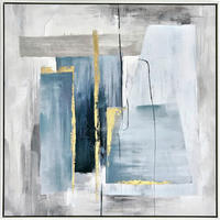 ÖLGEMÄLDE Abstraktes Blau, Grau, Weiß 85/85 cm  - Blau/Weiß, Design, Holz/Papier (85/85cm) - Monee