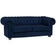 CHESTERFIELD-SOFA Webstoff Dunkelblau  - Wengefarben/Dunkelblau, LIFESTYLE, Holz/Textil (206/76,5/96cm) - Landscape