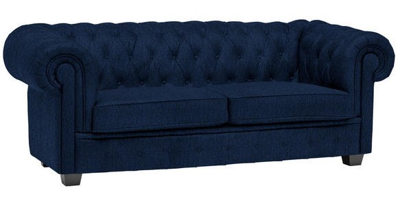 CHESTERFIELD-SOFA Webstoff Dunkelblau  - Wengefarben/Dunkelblau, LIFESTYLE, Holz/Textil (206/76,5/96cm) - Landscape
