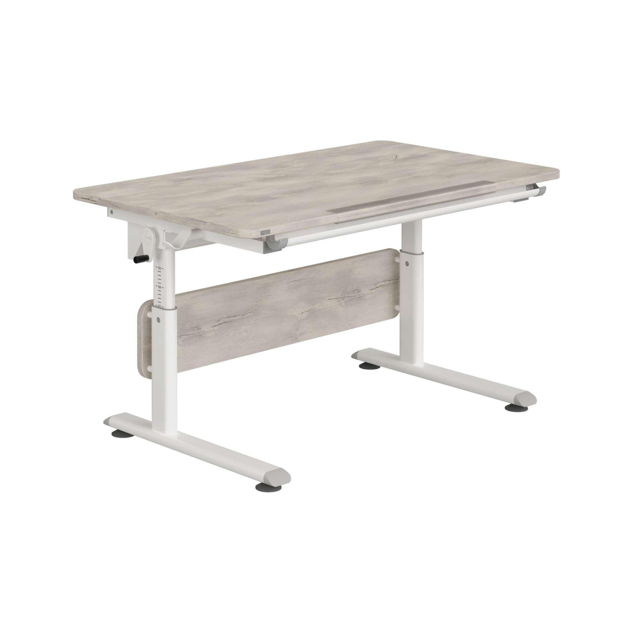 IFJÚSÁGI ÍRÓASZTAL  - tölgyfa/fehér, Basics, műanyag/faalapú anyag (120/70/53-79cm) - Paidi