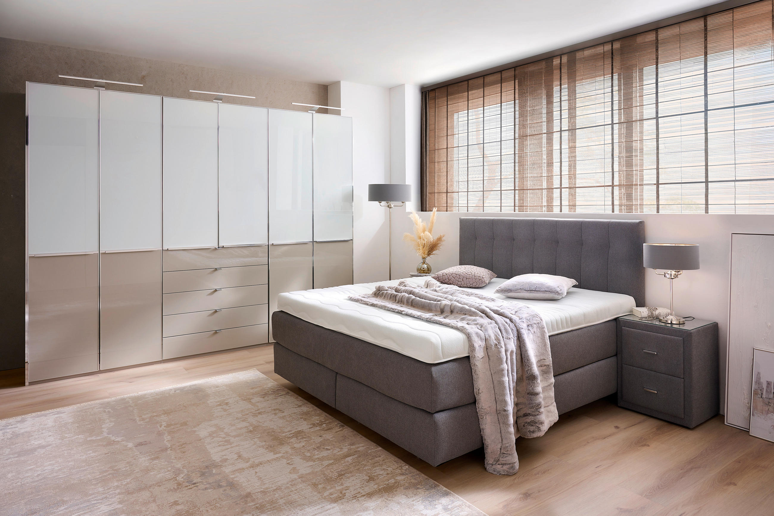 BOXSPRINGBETT 160/200 cm  in Grau  - Schwarz/Grau, Design, Holzwerkstoff/Kunststoff (160/200cm) - Beldomo - Sleep