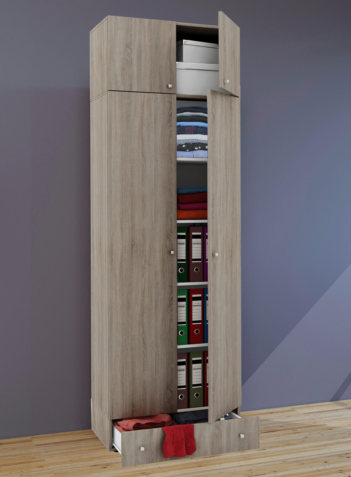 MEHRZWECKSCHRANK 70/238/39 cm  in Sonoma Eiche  - Silberfarben/Sonoma Eiche, MODERN, Holzwerkstoff/Kunststoff (70/238/39cm) - MID.YOU