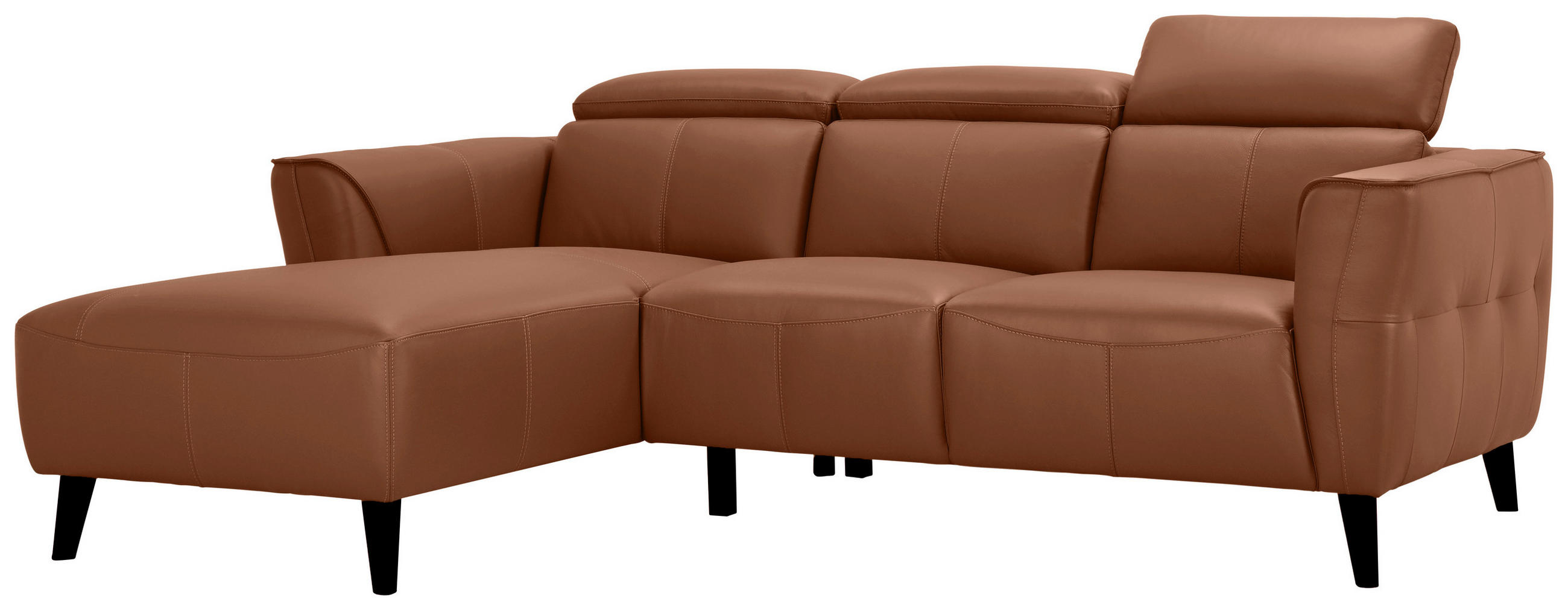 ECKSOFA Cognac Echtleder  - Cognac, KONVENTIONELL, Leder/Holz (223/92,5/173cm) - MID.YOU