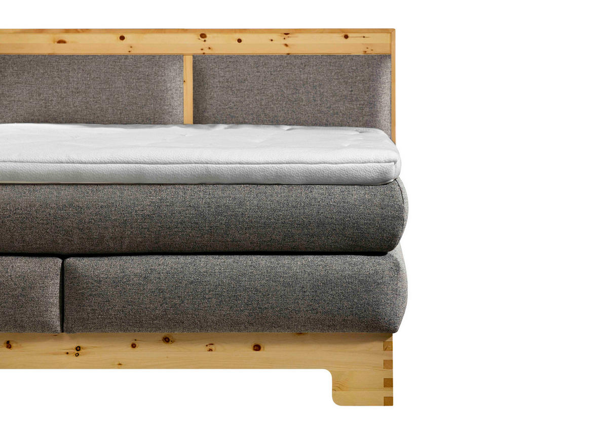 BOXSPRINGBETT 160/200 cm  in Zirbelkieferfarben, Hellgrau  - Zirbelkieferfarben/Hellgrau, Natur, Holz/Textil (160/200cm) - Linea Natura
