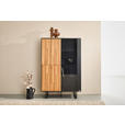 VITRINE  in furniert Eiche Schwarz, Eichefarben - Eichefarben/Schwarz, Trend, Glas/Holz (91,5/136/40cm) - Xora