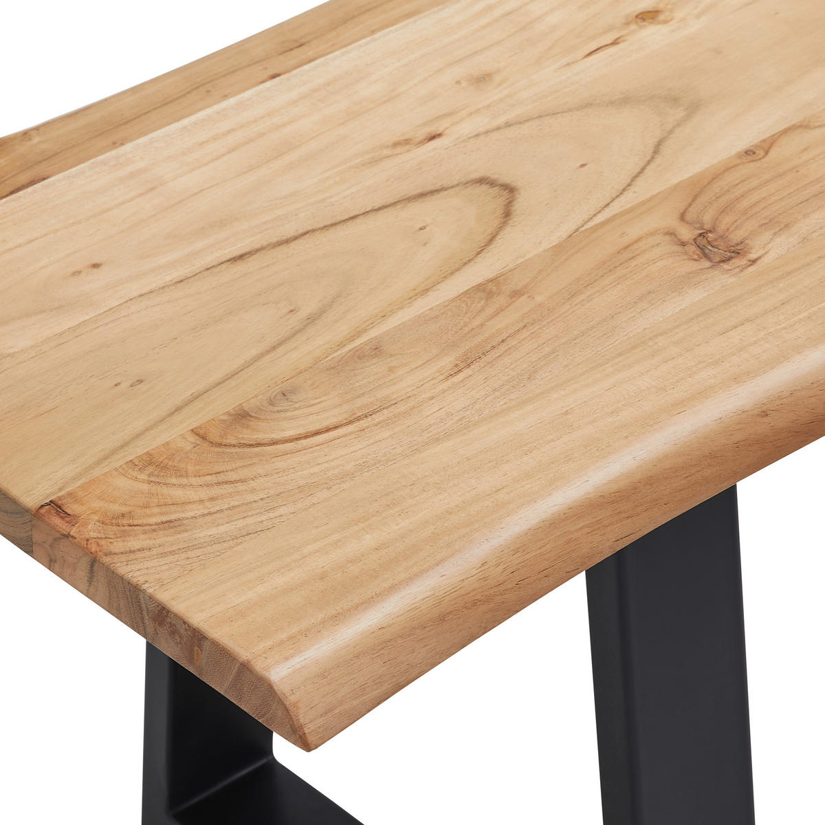 SITZBANK in Holz, Metall Schwarz, Akaziefarben  - Schwarz/Akaziefarben, Natur, Holz/Metall (180/85/50cm) - Livetastic