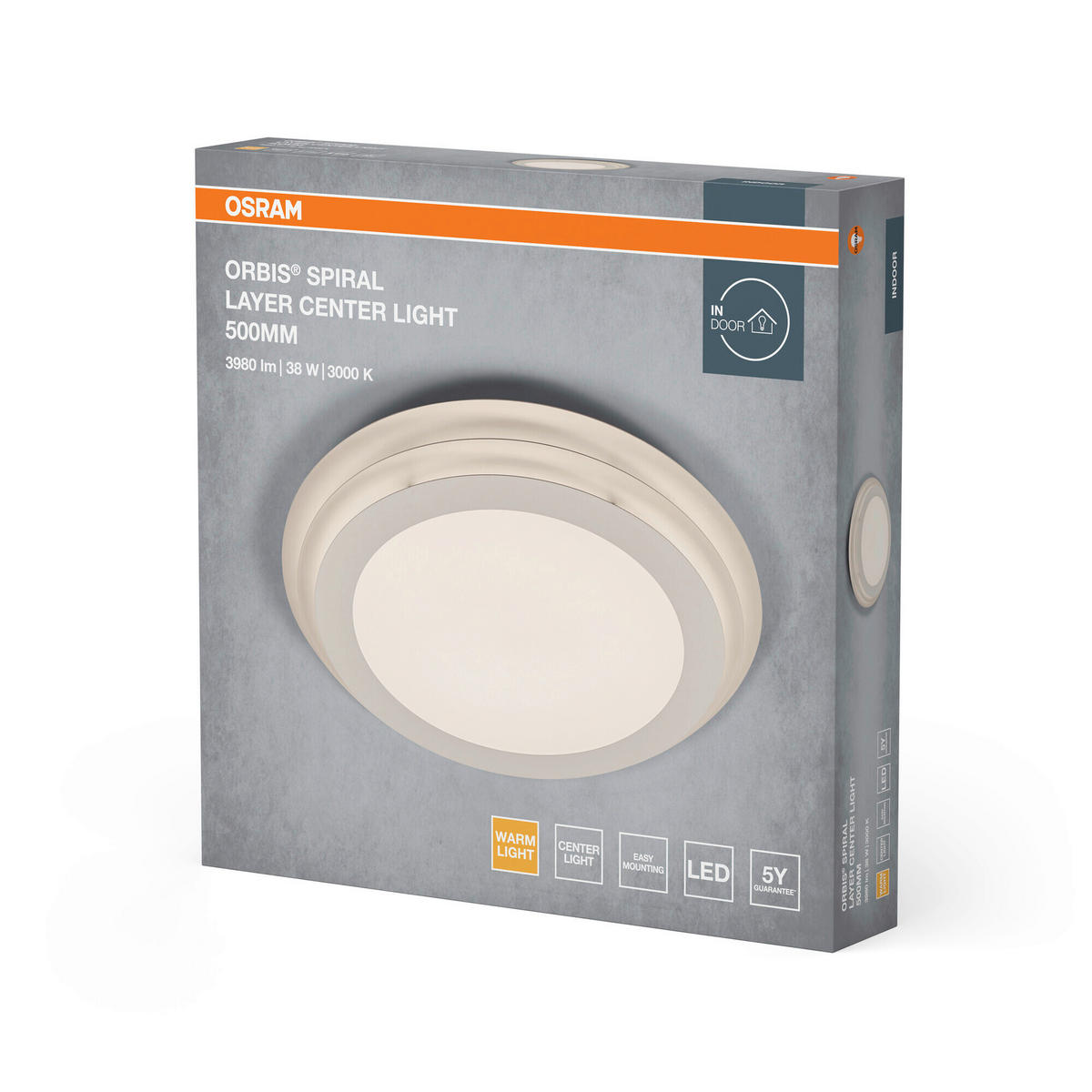 LED-DECKENLEUCHTE Orbis Spiral Layer Round 50/7 cm   - Weiß, Design, Kunststoff/Metall (50/7cm) - Osram