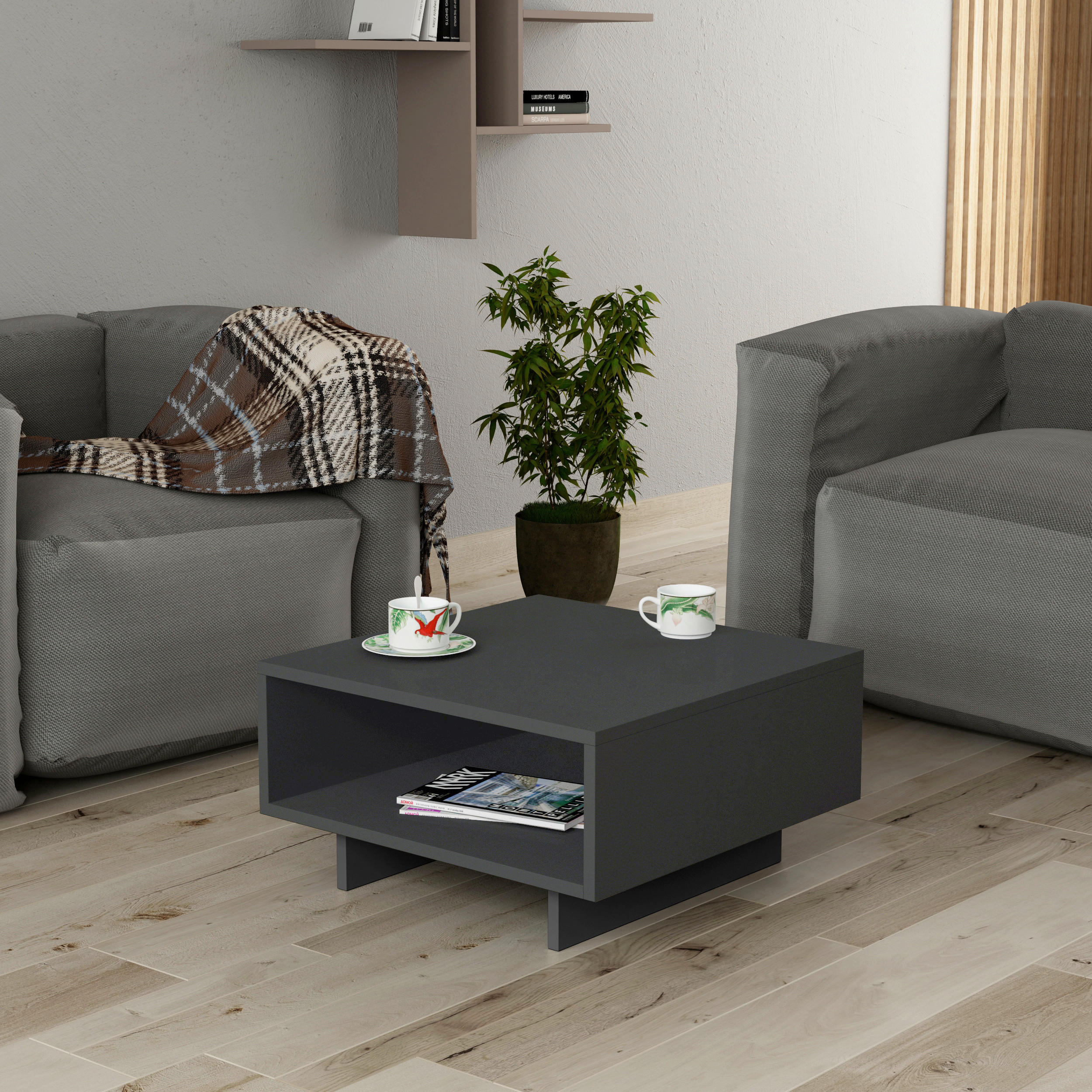 COUCHTISCH in Holzwerkstoff  - Anthrazit, Design, Holzwerkstoff (60/32/60cm) - Livetastic