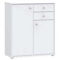 KOMMODE , 73,7/85,5/34,8 cm, 2 Schublade(n)  - Weiss/Alufarben, Design, Holzwerkstoff (73,7/85,5/34,8cm)