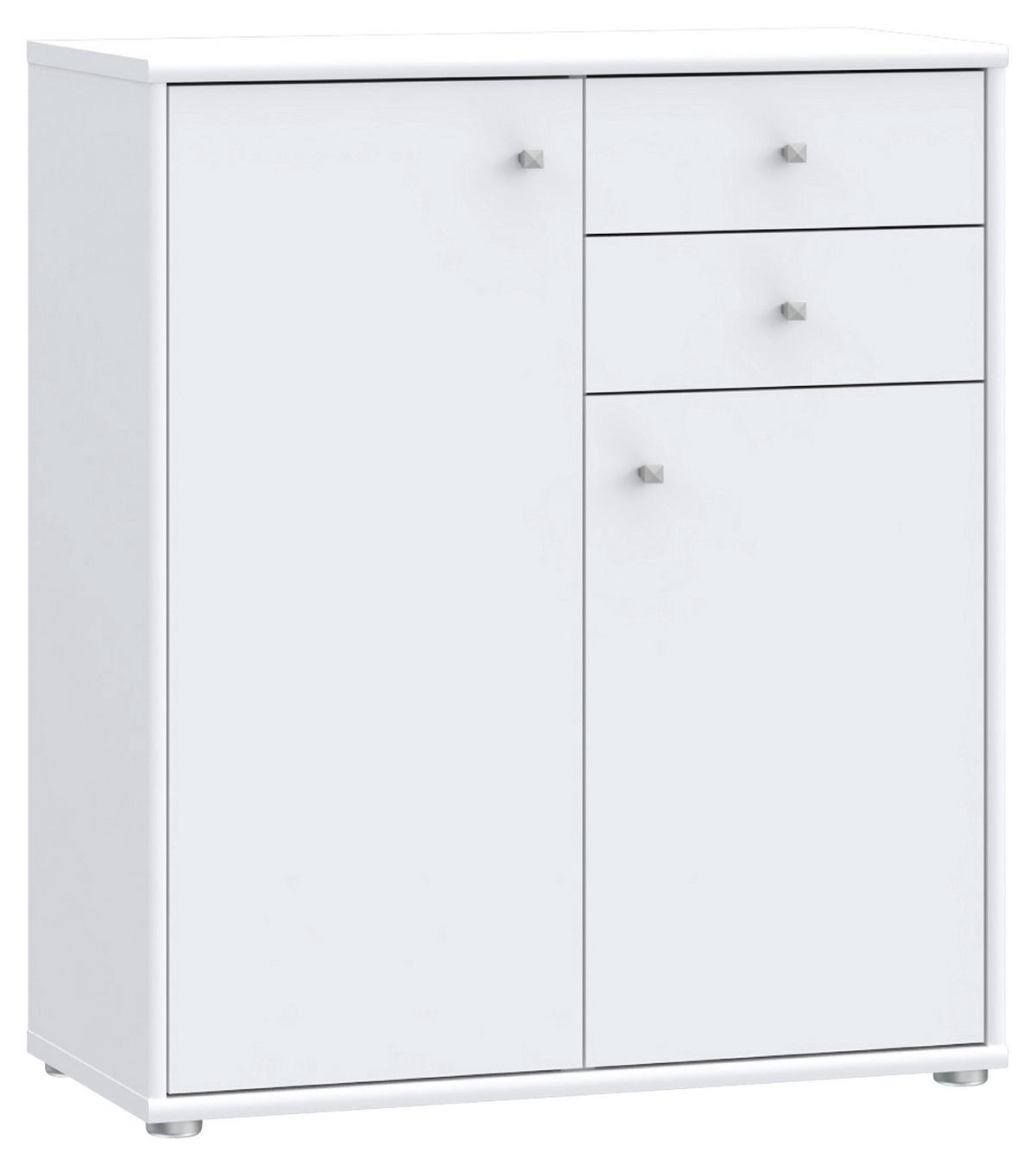 KOMMODE , 73,7/85,5/34,8 cm, 2 Schublade(n)  - Weiss/Alufarben, Design, Holzwerkstoff (73,7/85,5/34,8cm)