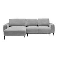 ECKSOFA Webstoff Hellgrau  - Hellgrau/Schwarz, Modern, Textil/Metall (164/255cm) - MID.YOU
