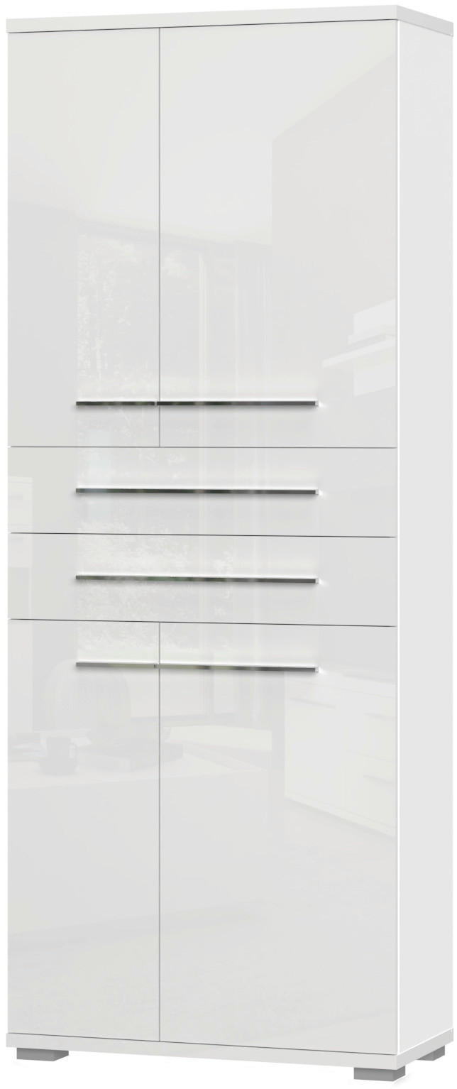 VEČNAMENSKA OMARA, bela, bela, visoki sijaj - barve niklja/bela, Moderno, umetna masa/leseni material (76/194/35cm) - Voleo