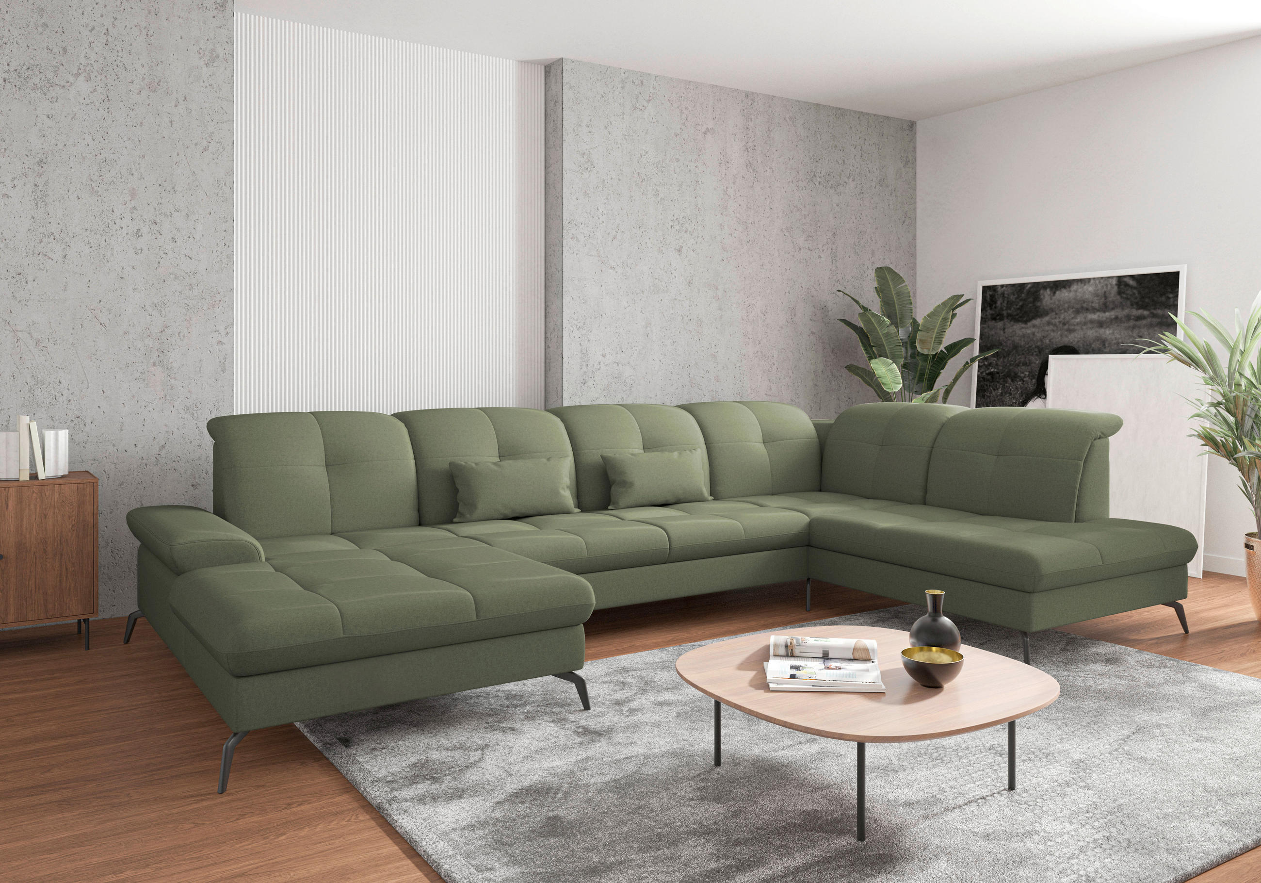 Sit & More SEDACÍ SOUPRAVA, textil, olivově zelená