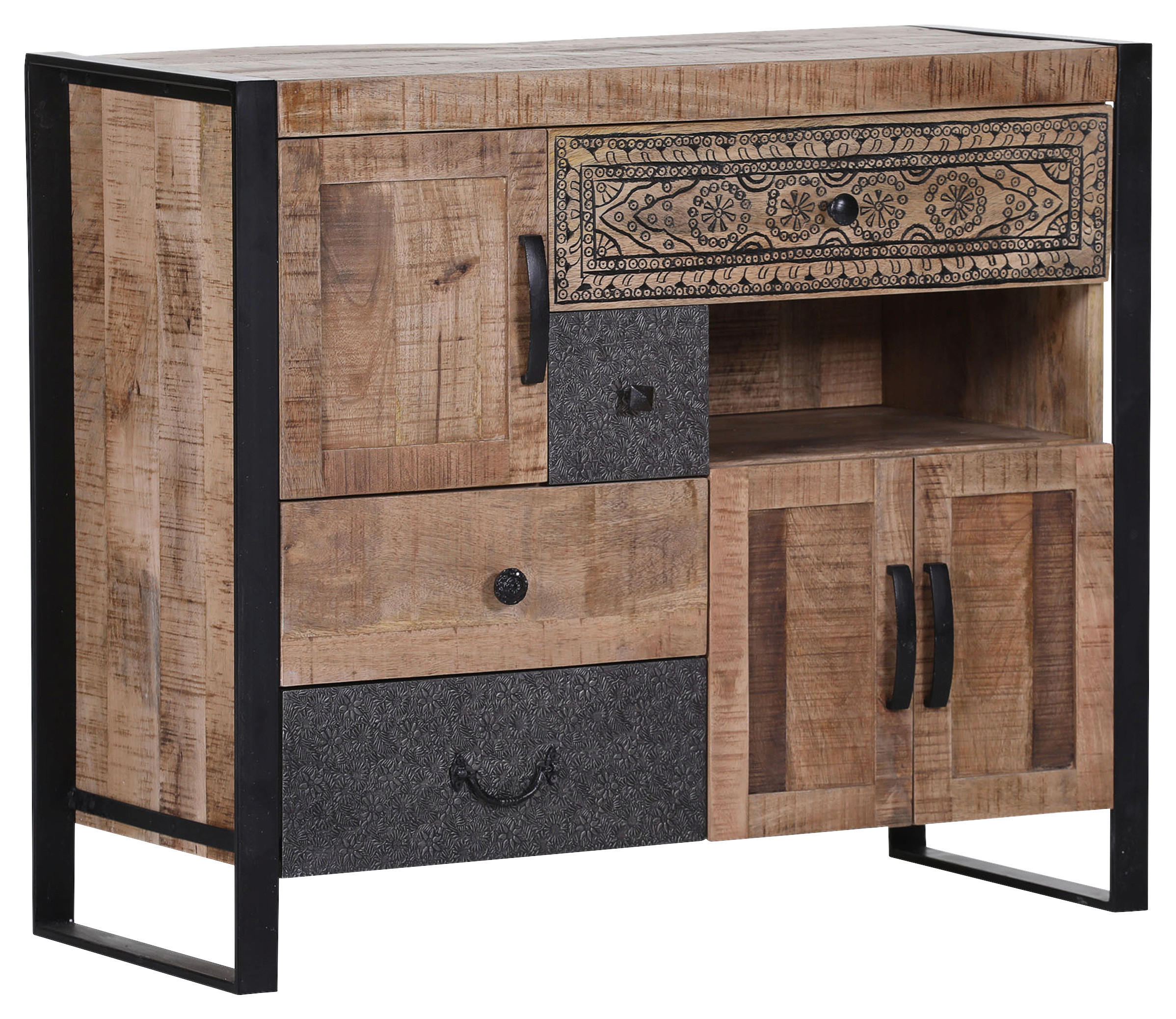KOMMODE 95/80/43 cm  in Braun, Naturfarben, Schwarz  - Schwarz/Braun, Design, Holz/Holzwerkstoff (95/80/43cm) - Landscape