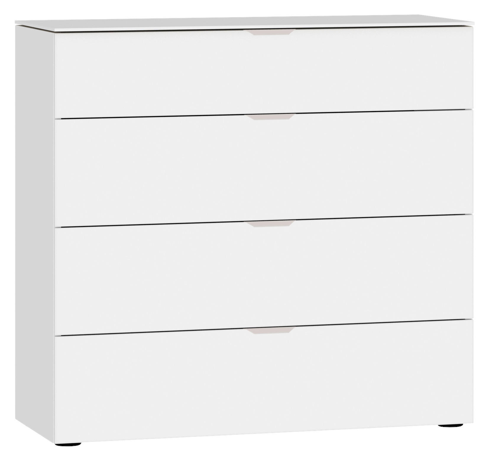 KOMMODE 90/87/43 cm  in Weiss  - Weiss/Edelstahlfarben, Design, Glas/Holzwerkstoff (90/87/43cm) - Jutzler