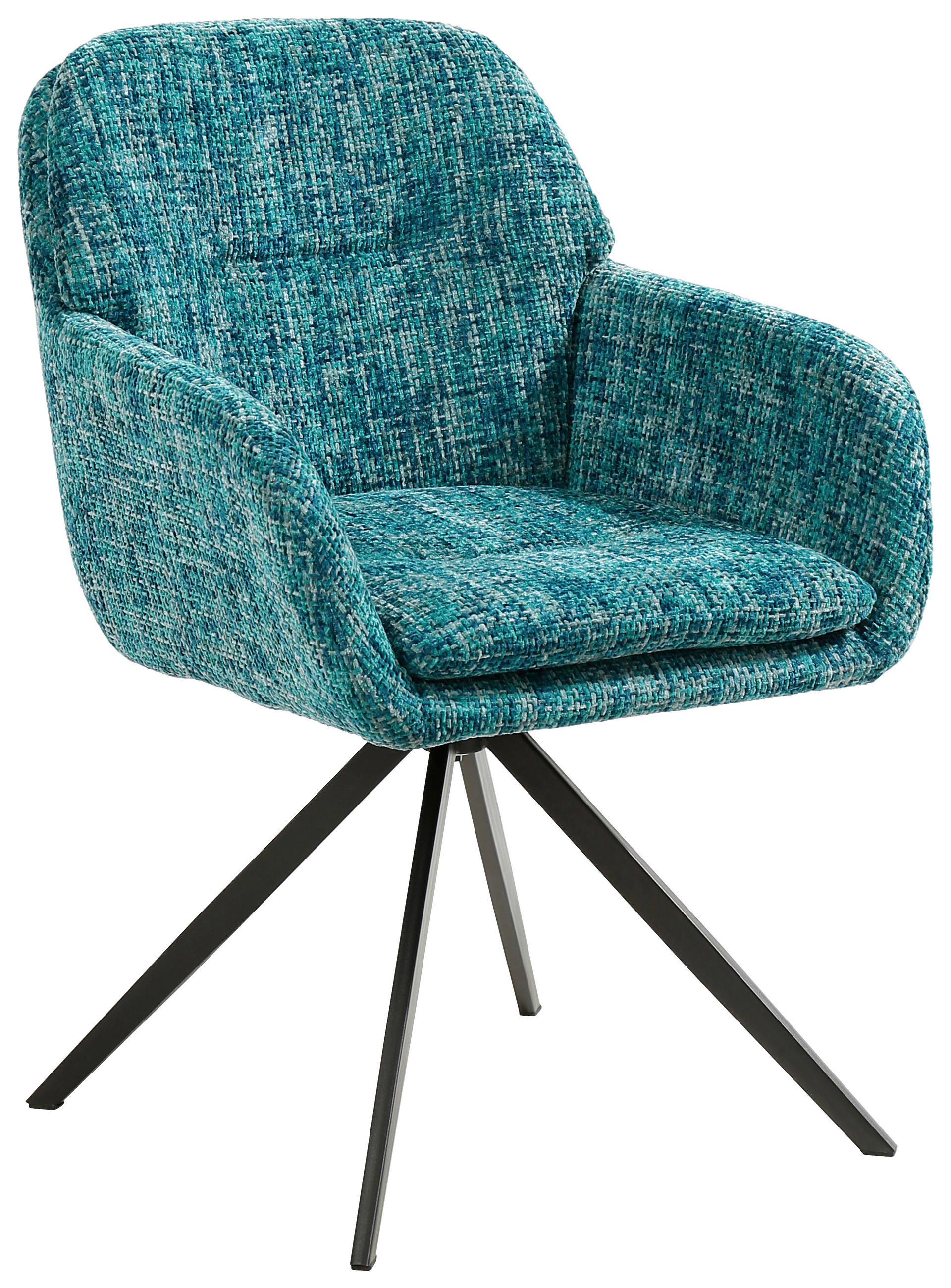 ARMLEHNSTUHL  in Eisen Chenille  - Blau/Schwarz, Design, Textil/Metall (62/82,5/66cm) - Stylife