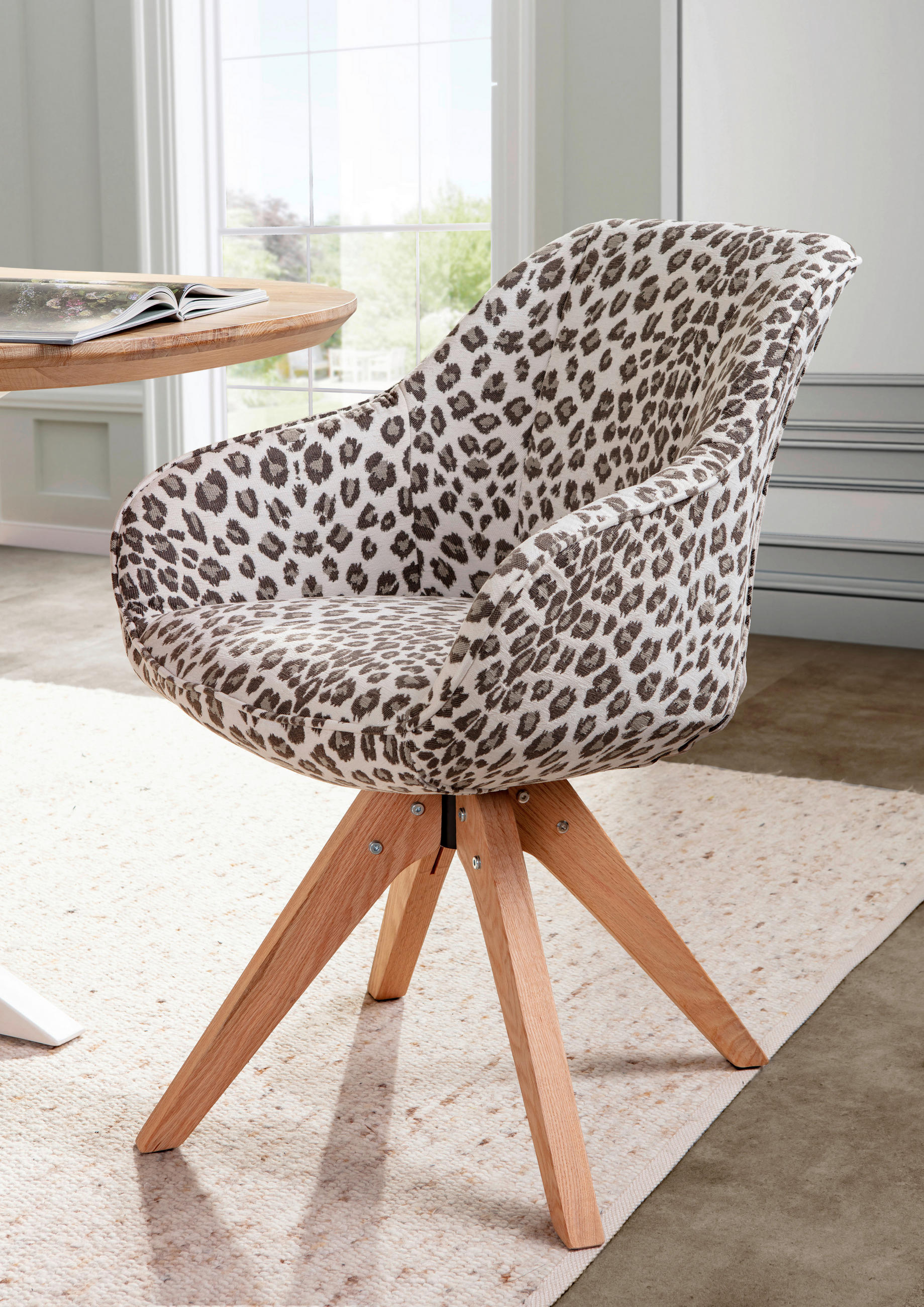 ARMLEHNSTUHL  in Flachgewebe  - Eichefarben/Beige, MODERN, Holz/Textil (60/83/65cm) - Livetastic