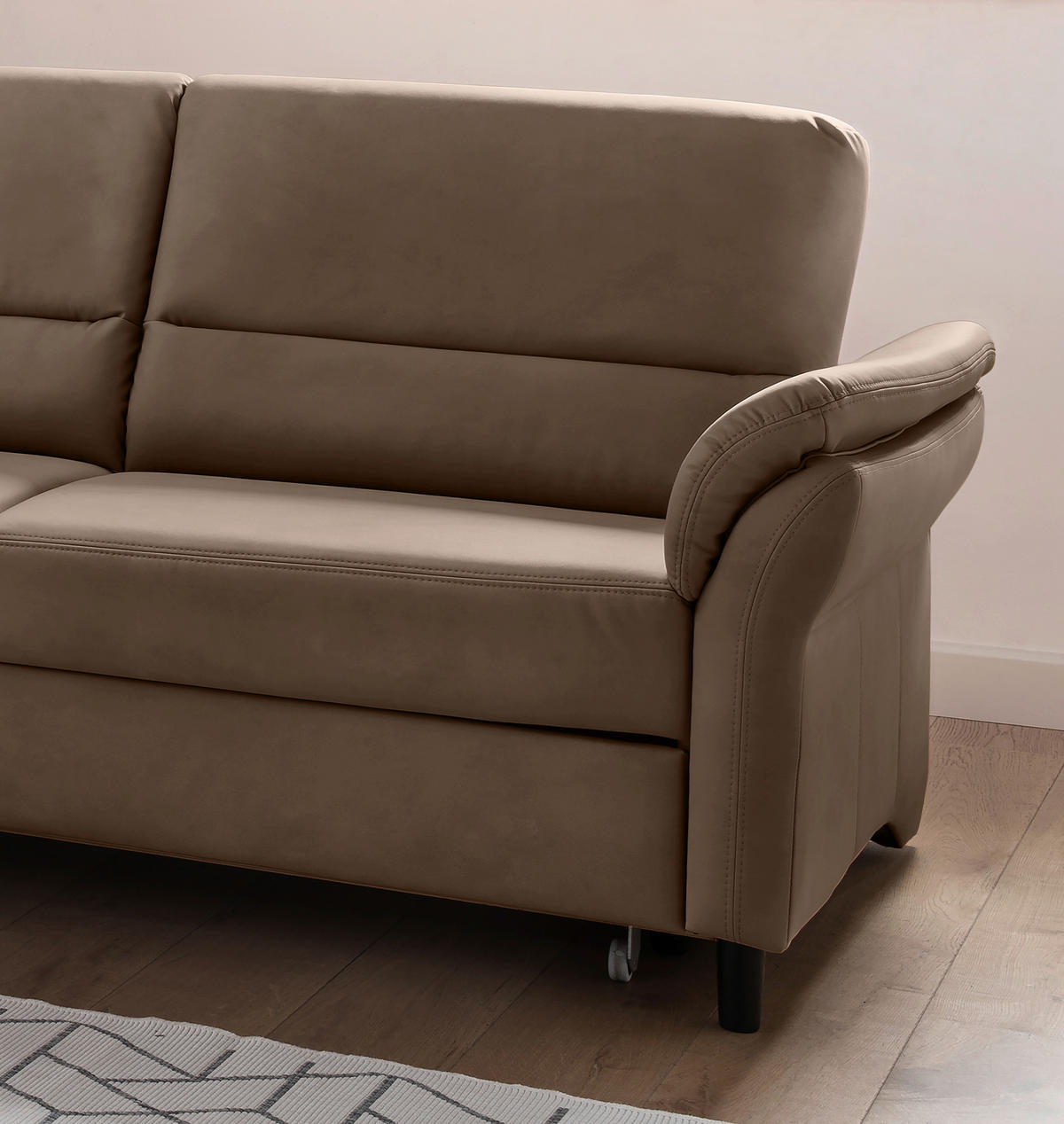 ECKSOFA in Lederlook Braun  - Schwarz/Braun, Modern, Holz/Textil (176/279cm) - Livetastic