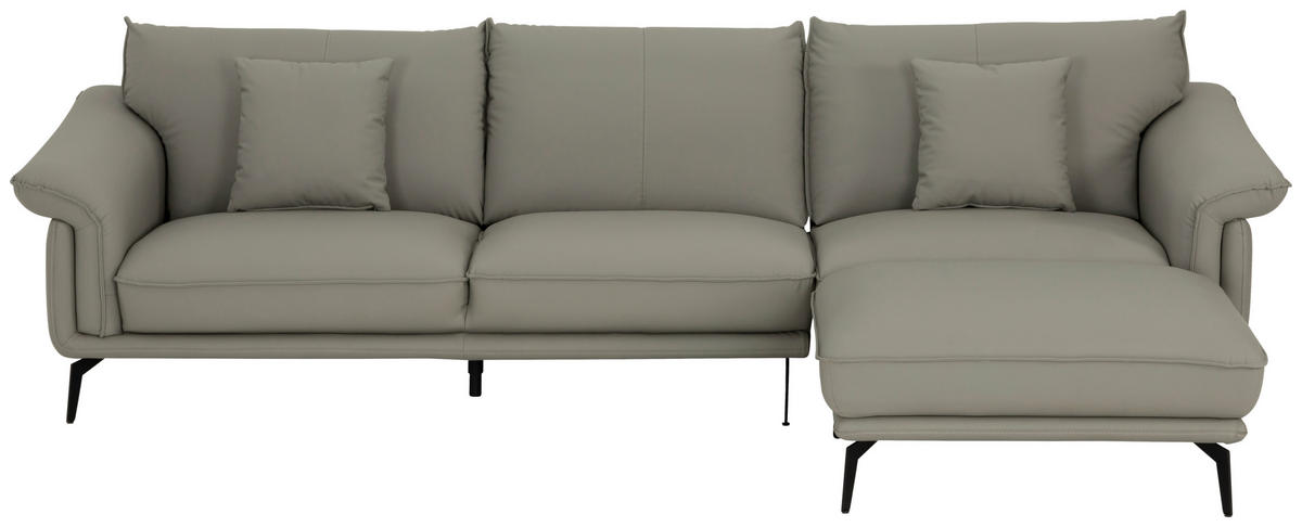 3-SITZER-SOFA inkl. Hocker Lederlook Taupe  - Taupe/Schwarz, Design, Textil/Metall (289/84/92cm) - MID.YOU