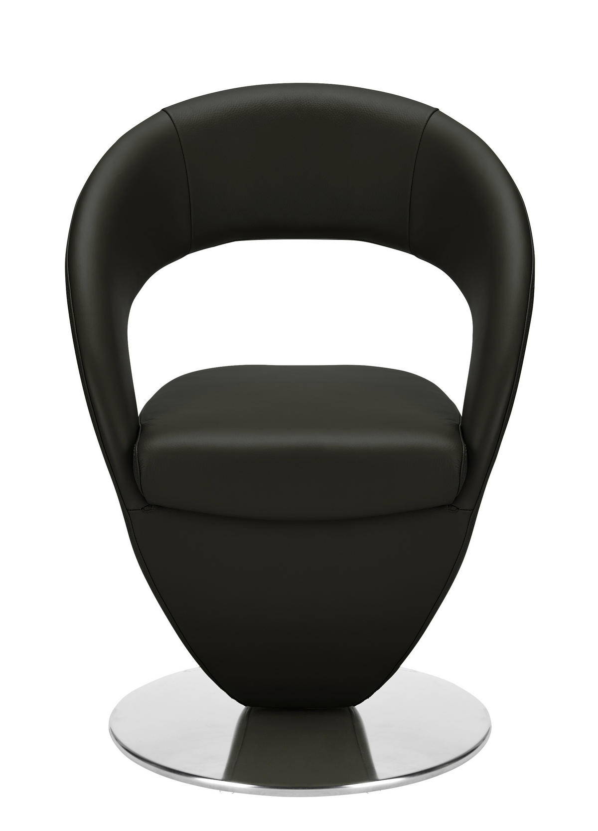 STUHL  in Echtleder pigmentiert  - Edelstahlfarben/Schwarz, Design, Leder/Metall (62/86/61cm) - Moderano