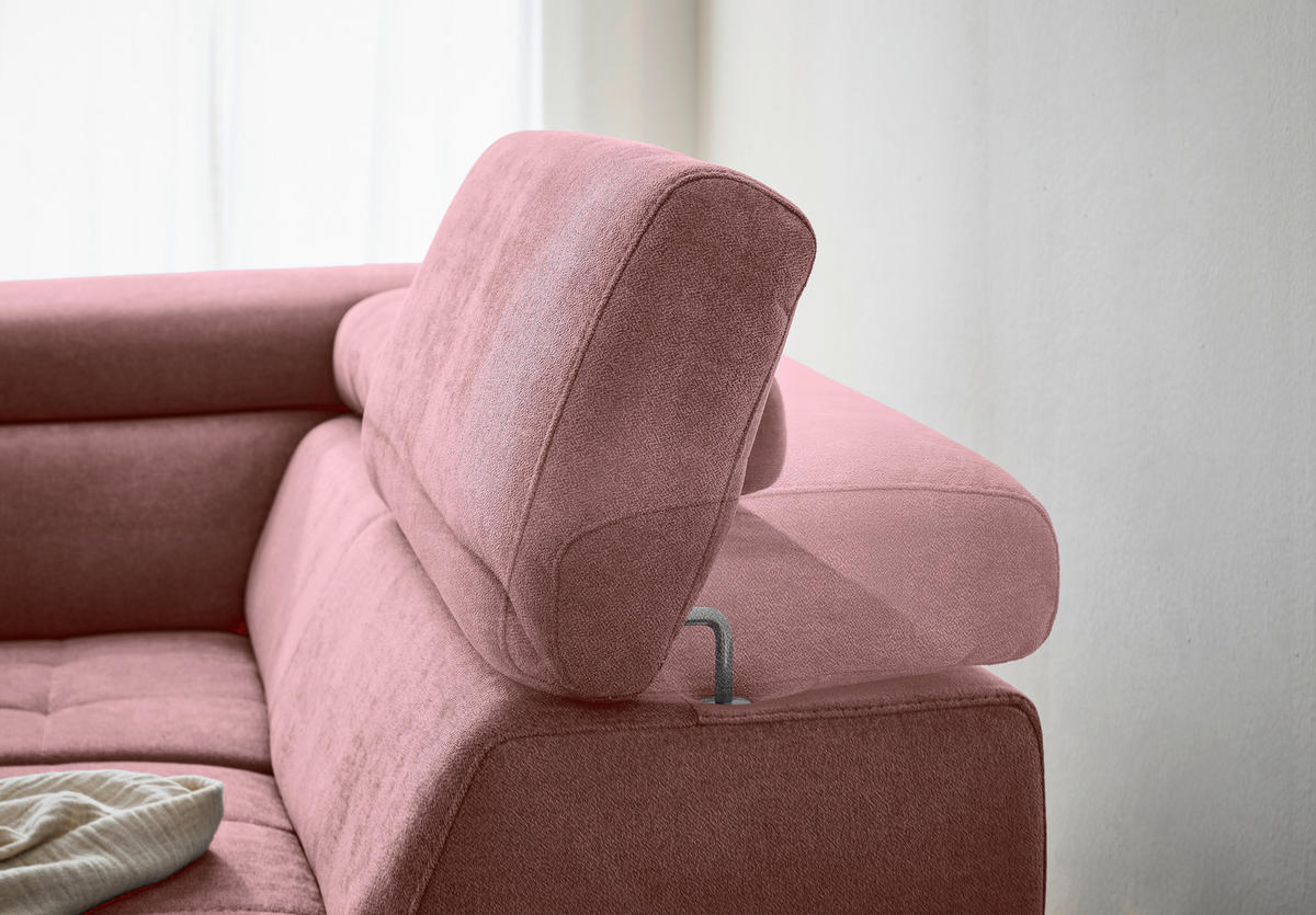 WOHNLANDSCHAFT in Struktur Rosa  - Schwarz/Rosa, Design, Textil/Metall (177/327/203cm) - Stylife