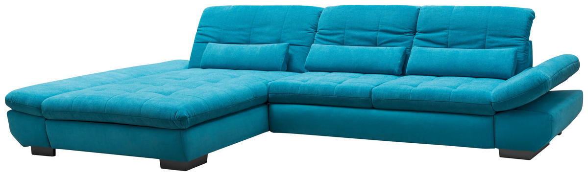 ECKSOFA Türkis Mikrofaser  - Türkis/Schwarz, Design, Textil/Metall (204/341cm) - Xora