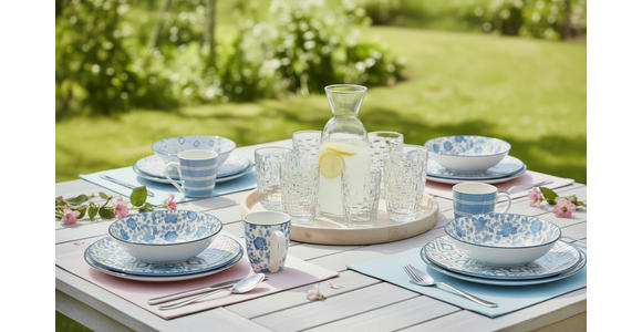 KOMBISERVICE 30-teilig  - Blau/Weiß, LIFESTYLE, Keramik - Novel