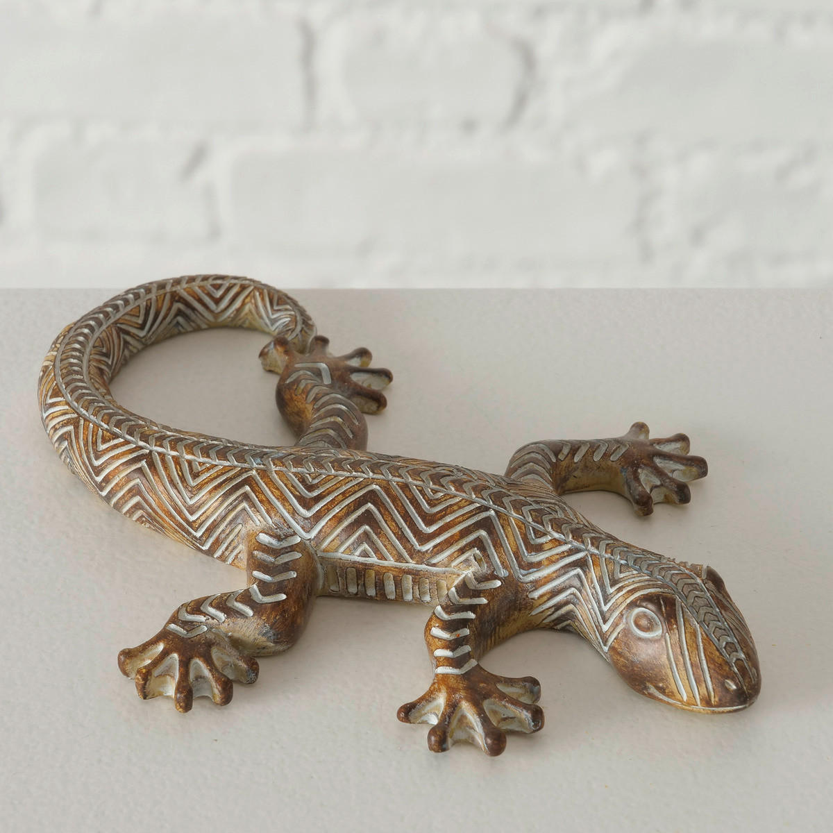 DEKOEIDECHSE - Braun/Weiß, LIFESTYLE, Kunststoff (18/12/2cm)