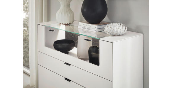 HIGHBOARD Weiß 121,9/121,5/45,2 cm - Schwarz/Weiß, Design, Glas/Keramik (121,9/121,5/45,2cm) - Dieter Knoll