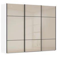 SCHWEBETÜRENSCHRANK 242/223/68 cm 3-türig Weiß, Champagner  - Champagner/Schwarz, KONVENTIONELL, Glas/Holzwerkstoff (242/223/68cm) - Novel