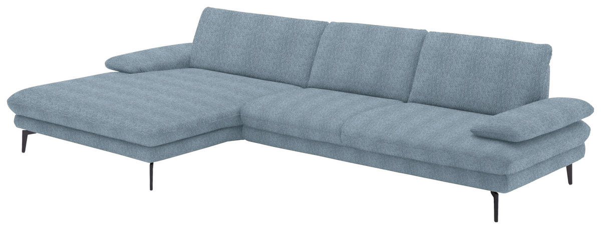 ECKSOFA in Chenille Blau  - Blau/Schwarz, Design, Textil/Metall (180/310cm) - Dieter Knoll