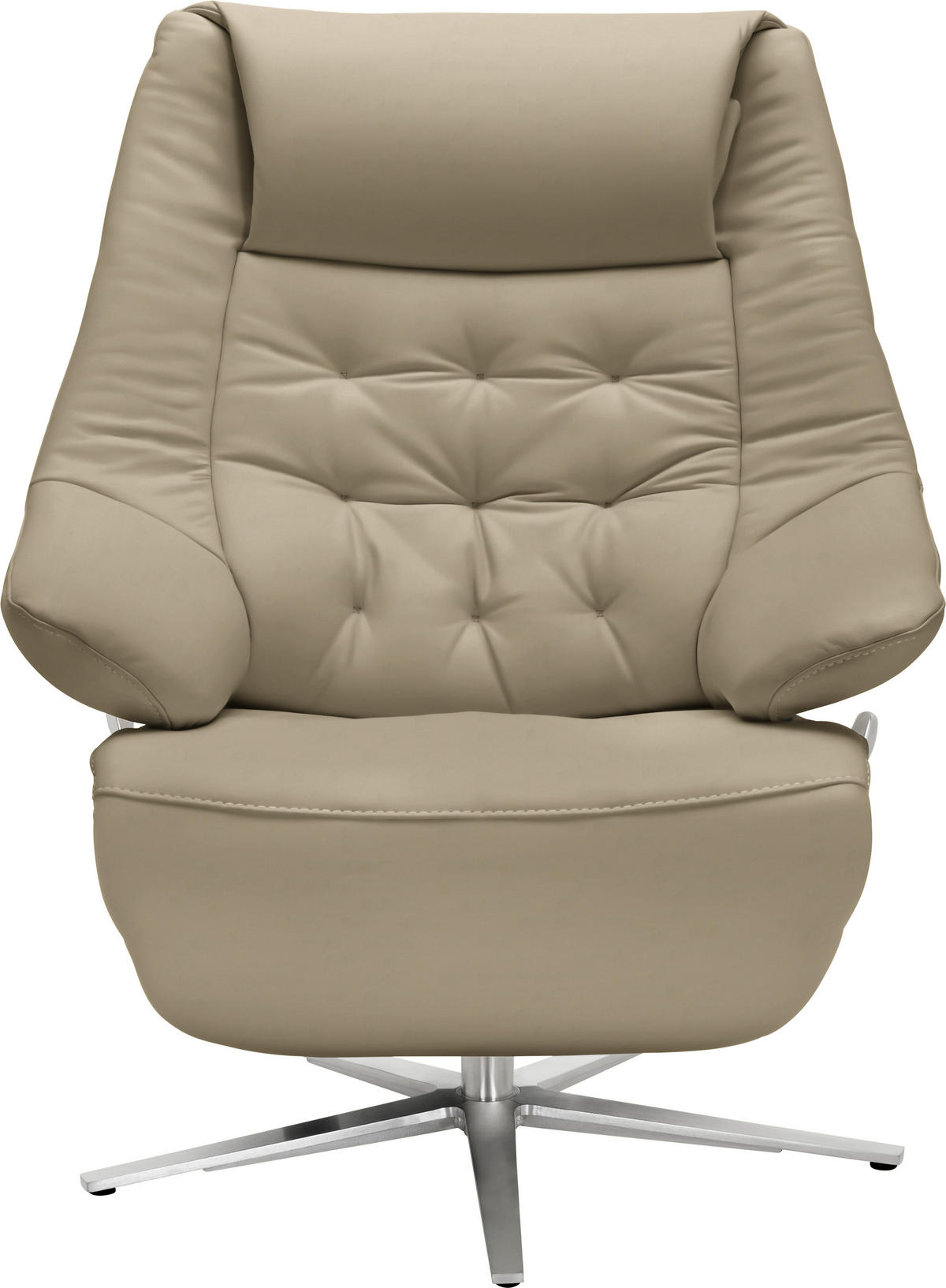 RELAXSESSEL in Leder Grau  - Alufarben/Grau, Design, Leder/Metall (84/104/81cm) - Valdera