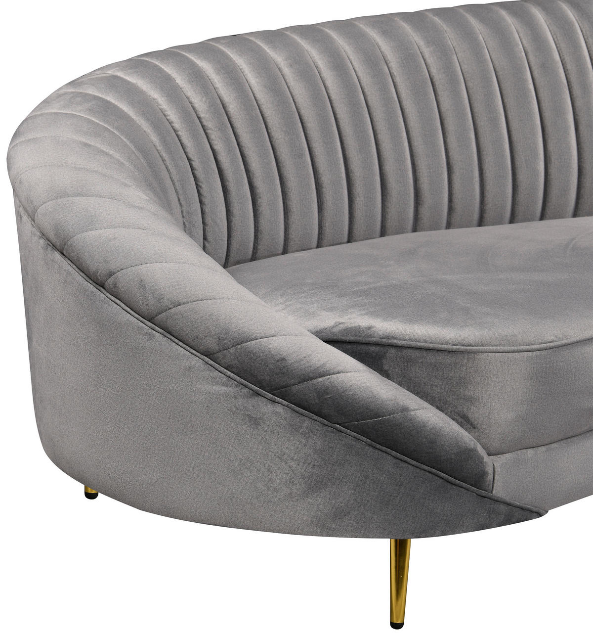 3-SITZER-SOFA ELARA Samt Grau  - Goldfarben/Grau, Design, Textil/Metall (246/81/111cm) - MID.YOU