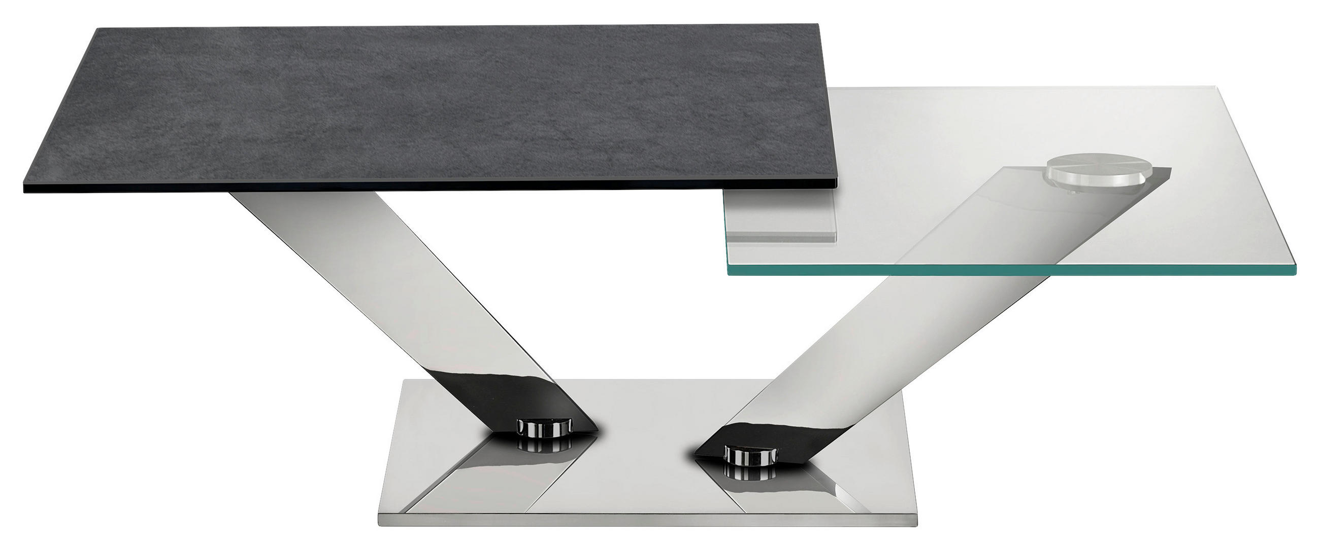 COUCHTISCH in Metall, Glas 84-129/106/40 cm  - Chromfarben/Klar, Design, Glas/Keramik (84-129/106/40cm) - Naos